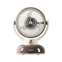 3 Adet Everest Efn12 Kahve 1200mah 3 Hız Kademe Led Işıklı Retro Masaüstü Usb Fan
