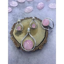 Pembe Kuvars Taşı Gümüş Set 925 Ayar Taş (512654350)