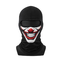 Unisex Palyaço Baskılı Balaklava Maske 1 Adet Tek Beden Viskoz Kask İçi Outdoor Motosiklet Maskesi Renk: Siyah, Beden: Standart S