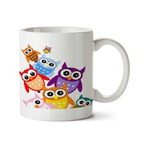 Owls Descending By İki Tarafı Baskılı Kupa Bardak Çok Renkli