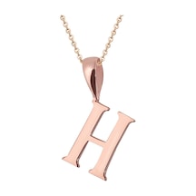 Kuyumcudukkani Zincirli Rose Altın Renk "h" Harfli Kolye Rose Gold