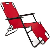 Litus Katlanır Şezlong Plaj Şezlongu Kamp Sandalyesi - Kırmızı