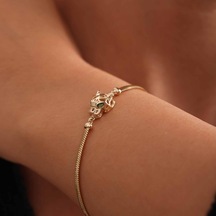 Sembolgold Balık Sırtı Altın Bileklik Kaplan Figürlü 14k Çok Renkli