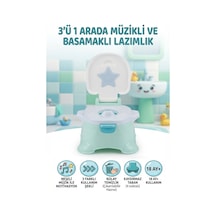 3 in 1 Müzikli Basamaklı Lazımlık Pilli ve Kaydırmaz Tabanlı Eğitici Hijyenik Tuvalet Eğitimi Seti Çok Renkli