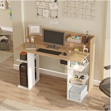 Pantego 124cm Çalışma Masası Bilgisayar Masası Raflı Beyaz Pan1-sw Beyaz - Sepet Ceviz