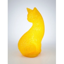 Dekoratif Kedi Figürlü Gece Lambası 3d Yazıcı Baskı Hediyelik Masa Lambası Aydınlatma 23cm Sarı