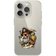 Apple Uyumlu iPhone 15 Pro Max Şeffaf Kılıf Pirate 3 Tasarımlı