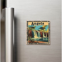 Angola Angola - Posta Pulu Temalı Ülke - Baskılı Buzdolap Magneti Kare - 9x9 Cm
