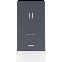 Arges Dolap Tek Raflı 2 Çekmeceli Tek Askılı 88x30x163 Antrasit-antrasit Antrasit