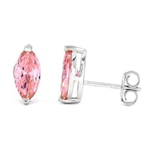 Beverly Pembe Aleksandrit İthal Gümüş Küpe-757 Silver