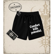 Tarzsokak Gotik & Grunge Streetwear Comfort Kılls Potentıal Unisex Şort Siyah