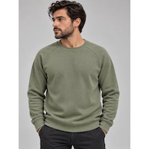 We&me Erkek Pike Kumaş Reglan Kol Bisiklet Yaka Regular Fit Sweatshirt Haki