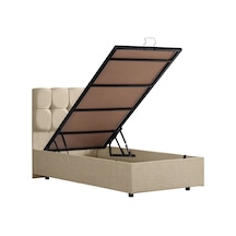 Setaymobilya Baza, Berlin Tek Kişilik Baza + Başlık Seti, Krem