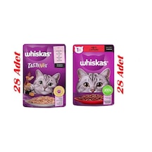 Whiskas Pouch Sos İçinde Somonlu Havuçlu Ve Sığır Etli Kedi Maması 85gr 56 Adet