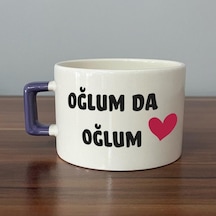 Oğlum Da Oğlum Baskılı Mor Kulplu C Fincan