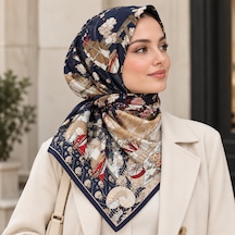 Zer Scarf Okyanus Desen Eşarp/omuz Şalı Krem