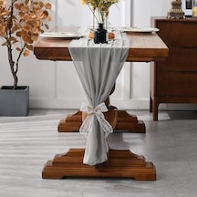 Aputue Masa Örtüsü, 72cm X 304cm Açık Gri Düğün Masa Örtüsü, Şifon Kumaş, Rustik Şeffaf Masa Dekoru, Romantik Nişan, Bebek Partisi Ve Doğum Günü Masaları İçin Acı Kahverengi