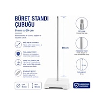 Büret Standı Çubuğu 8 Mm Boy 60 Cm