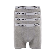 4 Adet Feelline Gri Pamuklu Doğal Likralı Erkek Boxer Beden: Xl Standart