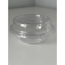 Kristal Yuvarlak Tatlı Sütlaç Kasesi - Mika Plastik Kap - Şeffaf - Kapaklı - 180 Ml/cc - 100 Adet