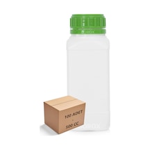 Borox Plastik Kare Şişe Yeşil Kilit Kapaklı Sızdırmaz Numune Şişesi 100 x 500 ML
