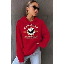 Uyguntarz Unisex Karasuno Baskılı Sweatshirt Kırmızı