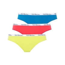 U.S. Polo Assn. Kadın Mercan - Neon Yeşil - Turkuaz 3 Lü Brazilian Slip 66275 Yeşil