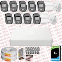 Provzen Hikvision Colorvu Full Hd 9 Kameralı Gece Renkli Güvenlik Kamerası Olay Anında Bildirim