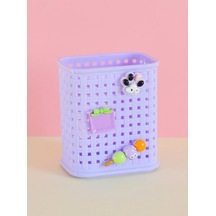 Fileli Masaüstü Kalemlik Plastik Kawaii Sevimli Kalemlik - Mor Mor