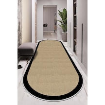 West Home Makinede Yıkanabilir Kaymaz Taban Leke Tutmaz Oval Yolluk Ev Dekorasyonu İçin Hasırlı Kesme Yolluk 455 Black Oval Yolluk