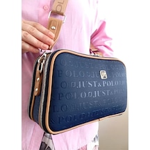 Just Polo Günlük Kombinlere Uygun Kadın 3d Baskılı Ayarlanabilir Askılı Şık Omuz Çantası Ebat: 16 X 26 Cm Lacivert - Taba