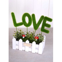 Yapay Çiçek Deposu Dekoratif Çit Saksıda Love Dekoru
