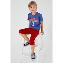 U.S. Polo Assn Vivid Natural Silk Gece Mavisi Erkek Çocuk Bermuda Takım