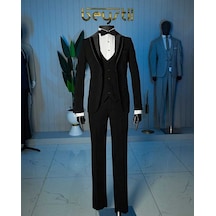 Bys Beystil Erkek Siyah Şal Yaka Damatlık Ve Smokin Takım - Slim Fit