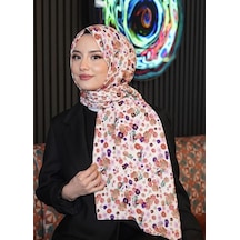 Çiçek Desen Beyaz Soft Pamuk Şal Saks Açik Gri