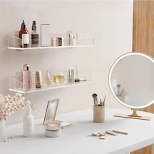 2 Adet Pleksi Hayalet Raf Banyo Mutfak Düzenleyici Kendinden Yapışkanlı Vidalı Raf - 40 Cm 50 x 22