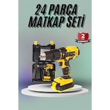 Depomıx Matkap Seti 24 Parça Çift Batlı Darbeli Led Işıklı Vidalama