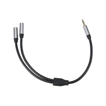 Springsun 3.5mm Erkek-iki Dişi Ses Kablosu, 0.3m Siyah, Altın Kaplı Uçlar, Kulaklık Ayırıcısı Ve Bağlayıcı