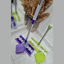 Sihirli Mop Yer Fayans Duvar Yüzey Temizlik Mikrofiber Mandallı Mop, Teleskopik Saplı İstediğin Bezi Tak Kullan Hediye Yedek Bez ' Li Açık Bej