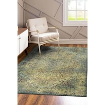 Blues Vintage Desenli Dokuma Taban Dekoratif Yeşil Halı (Al 23)