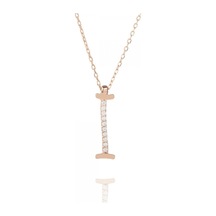 925 Ayar Gümüş Rose Kaplama I Harf Kolye