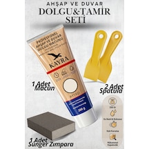 4'lü Aytaşı Renk Ahşap Ve Duvar Tamir Seti - 200 Gr Dolgu Macunu, 2 Adet Plastik Spatula, Kübik Zımpara Sünger - Mobilya, Kapı, Çatlak, Delik Yüzey Tamir Ve Dolgu Kiti Pratik Yüzey Onarım Macunu Aytaşı Aytaşı