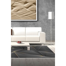 Dekoreko Kaymaz Taban Djt Salon Halısı Trend Modern F5005 Gold Siyah