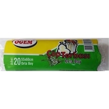 Ögem 1. Sınıf Orta Boy Çöp Torbası Poşeti 55 x 60 Mavi 10 Rulo