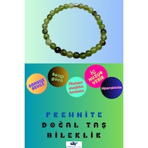 Gümüştel El Sanatları Sertifikalı Prehnite Doğal Taş Bileklik 6 Mm Sürpriz Hediyeli Aaa Kalite Çok Renkli