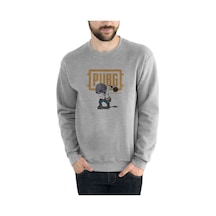 Pubg Pan Baskılı Gri Erkek Örme Sweatshirt