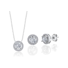 1.50 Karat Mia Zirconia Büyülü Işıltı İkili Tektaş Gümüş Set