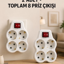 4 Lü Priz Çoğaltıcı 2 Adet Set Kablosuz Duvar Tipi Anahtarlı Priz Çoklayıcı Diğer