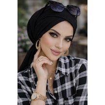 Aişe Tesettür Siyah Çapraz Bone
