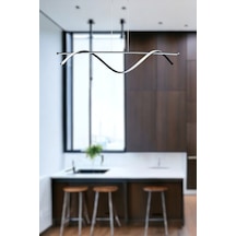 Eclipse Modern Tasarım Siyah Renk Beyaz Ledli Cafe - Mutfak - Salon 2 Li Led Avize Siyah